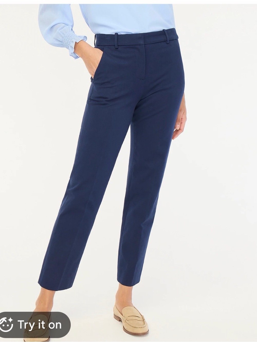 J Crew Factory Navy Blue Cropped Pants NEW Women’s Size 10 Pockets Straight Leg